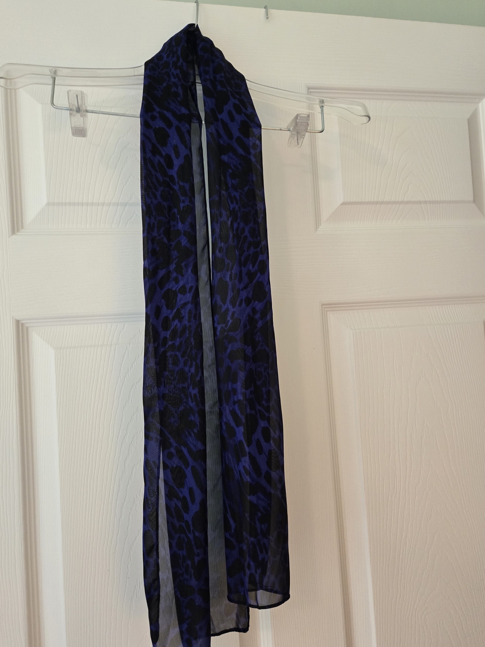 Blue and Black Leopard Print Scarf